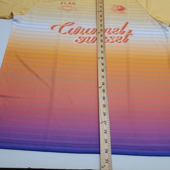 FLAN LABS Caramel Sunset Soccer Jersey Mens XL Short Sleeve Graphic Print NWOT - Picture 9 of 10